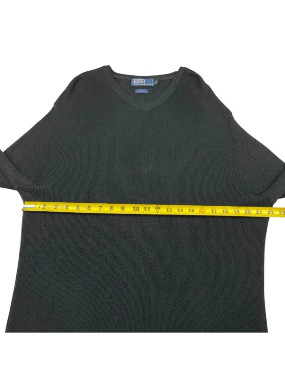 Polo Ralph Lauren Men's 100% Cotton Knit V-Neck Pullover Sweater Black • Large